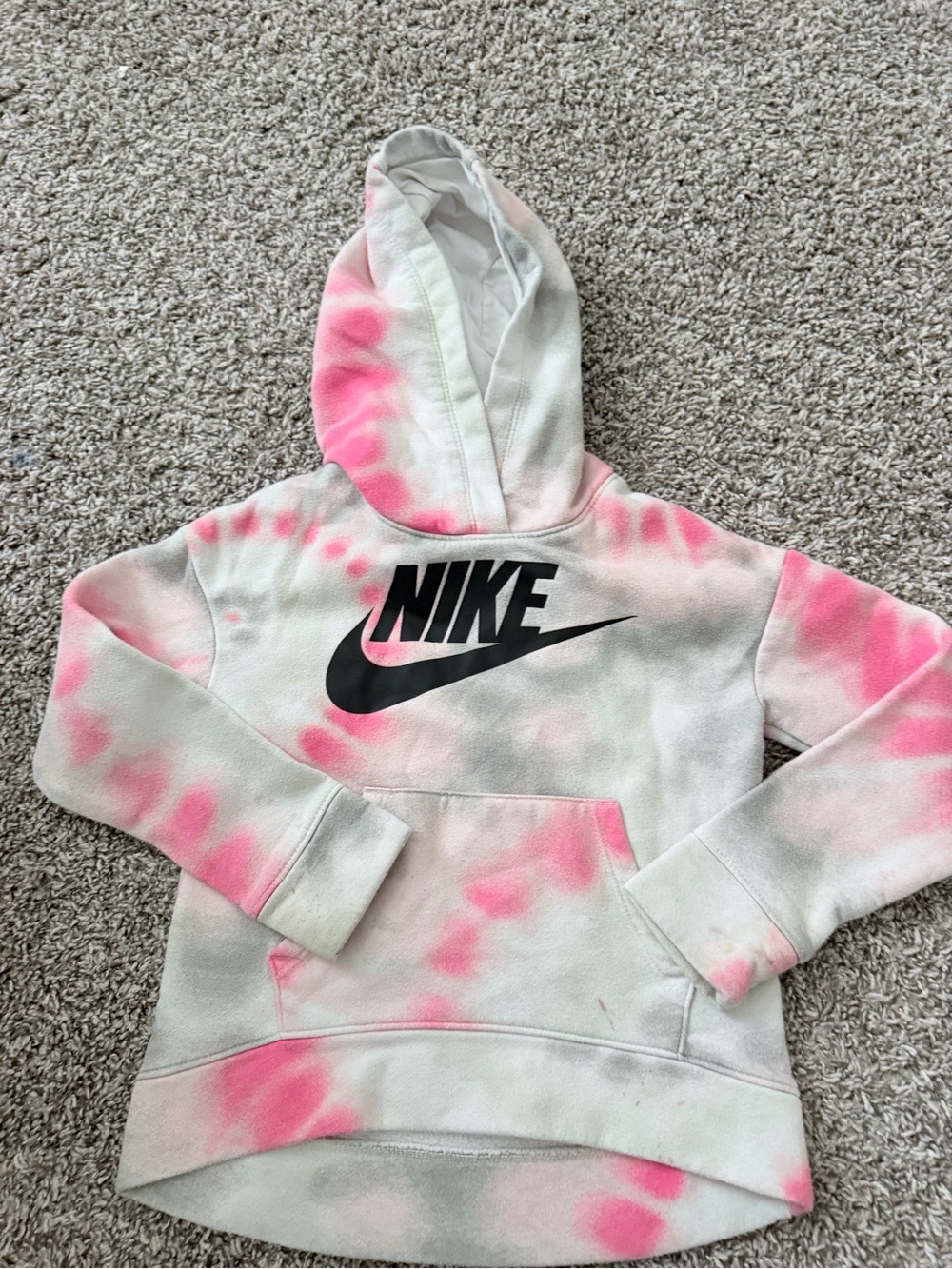 Nike Pink and White Tie-Dye Pullover Hoodie